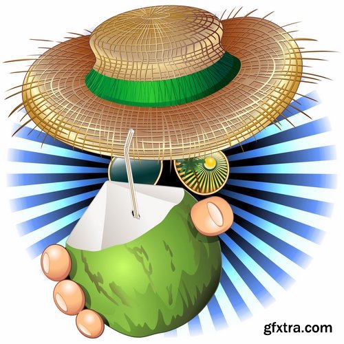 Collection of vector image coconut coconut juice pulp nut 25 EPS