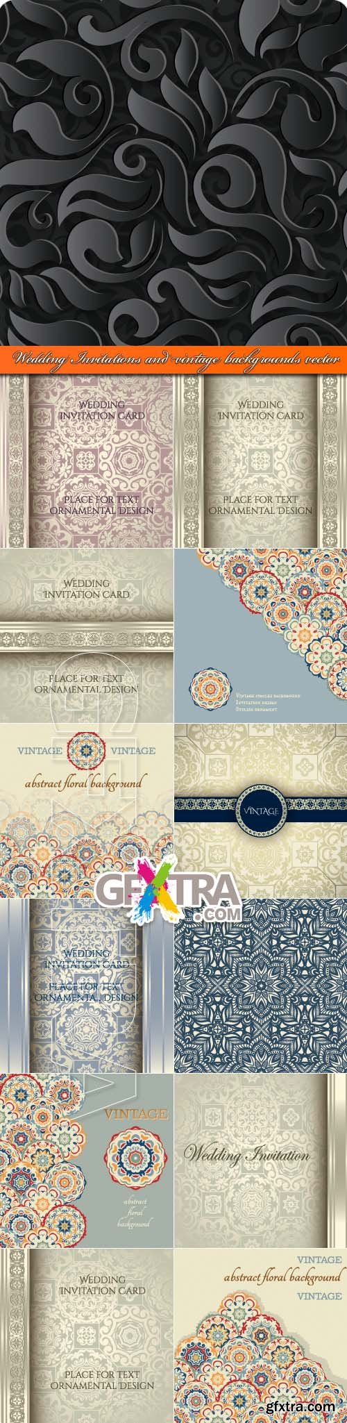 Wedding Invitations and vintage backgrounds vector