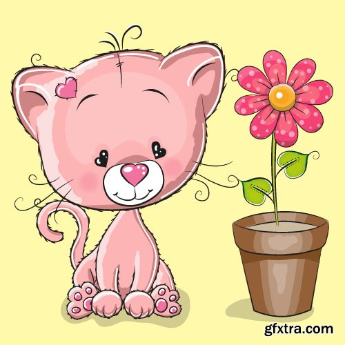 Children postcard cute cartoon animals vector