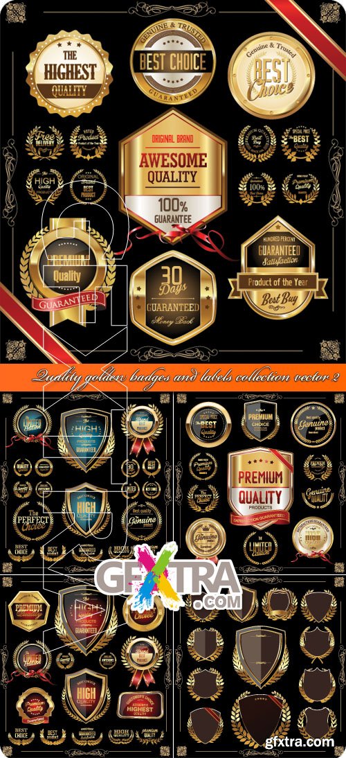 Quality golden badges and labels collection vector 2