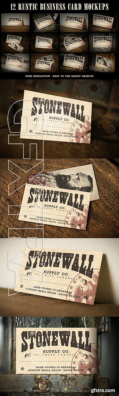 CM - 12 Rustic Business Card Mockups 236599