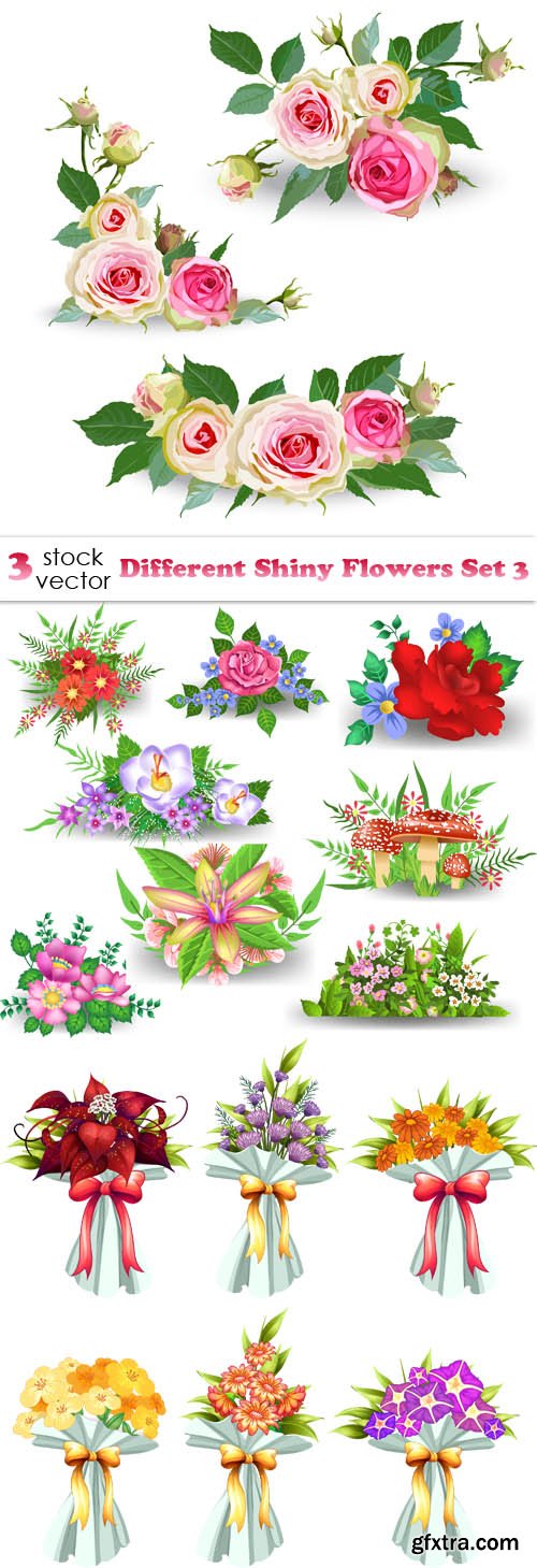 Vectors - Different Shiny Flowers Set 3