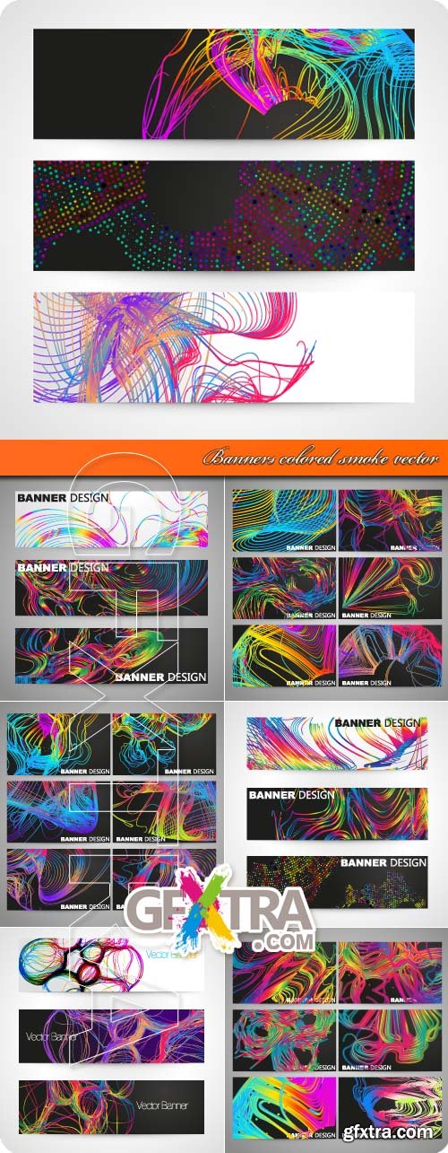 Banners colored smoke vector