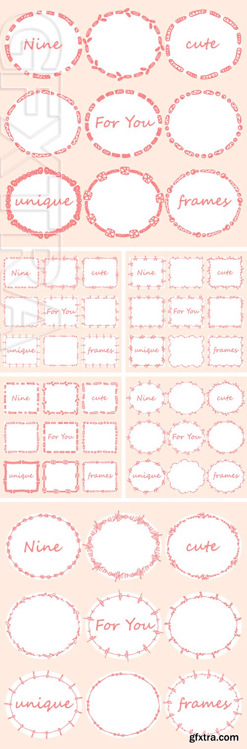 Stock Vectors - Set of nine doodles frames. Vector hand-drawn illustration