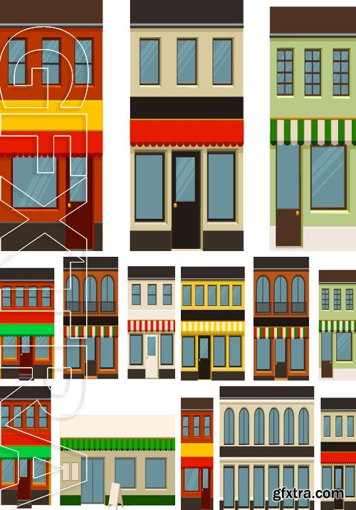 Stock Vectors - Vector illustration of individual city buildings that can be put together with other sets