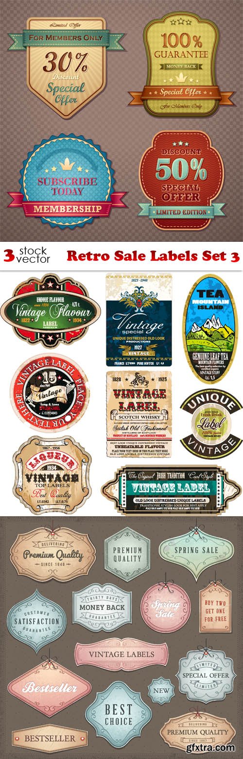 Vectors - Retro Sale Labels Set 3