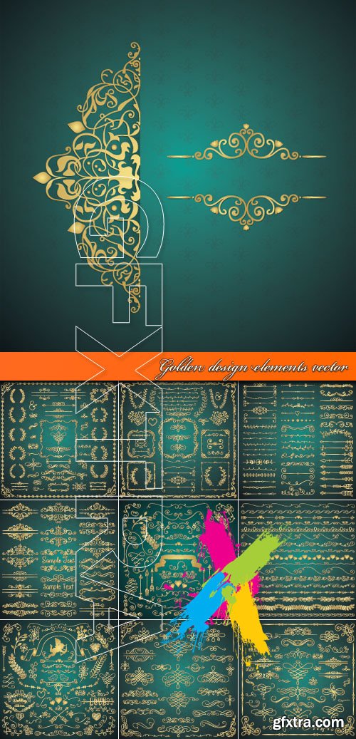 Golden design elements vector