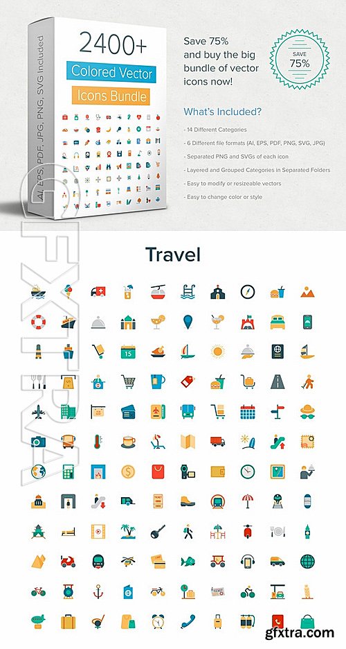 CM - 2400+ Colored Vector Icons Bundle 196710