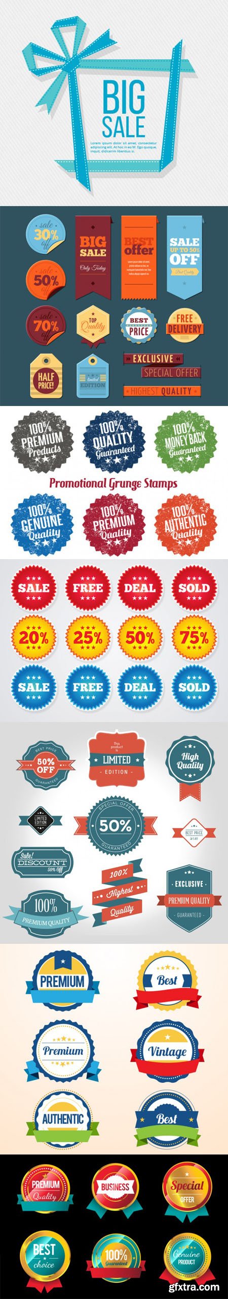 Variety of Promotion & Sales Badges and Labels in Vector