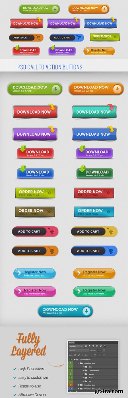 PSD Call to Action Buttons (23 Items)