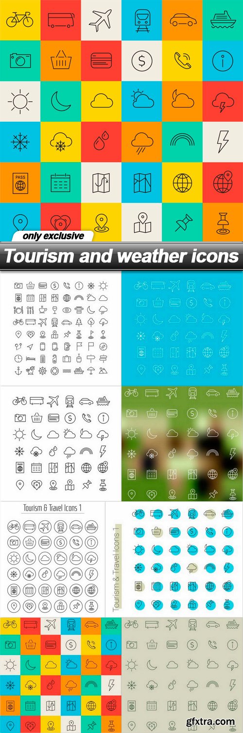 Tourism and weather icons - 8 EPS