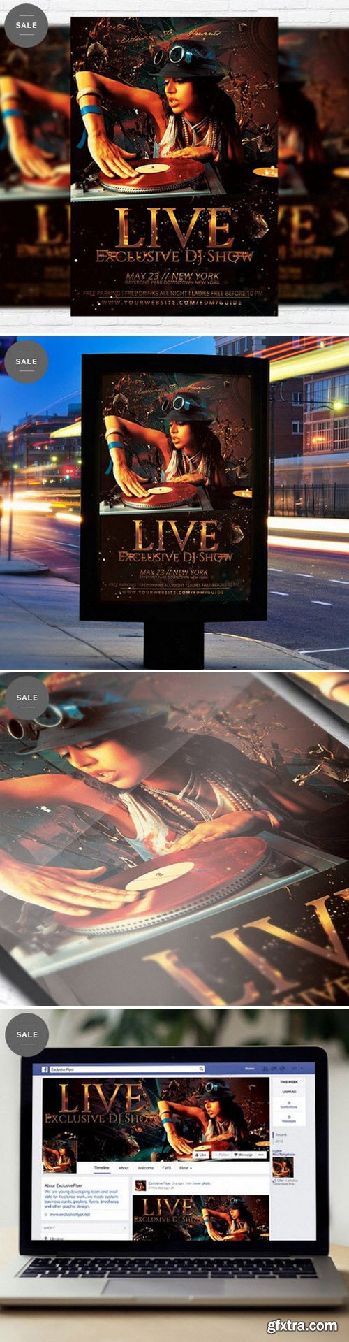 Exclusive Dj Live Show – Flyer Template + Facebook Cover