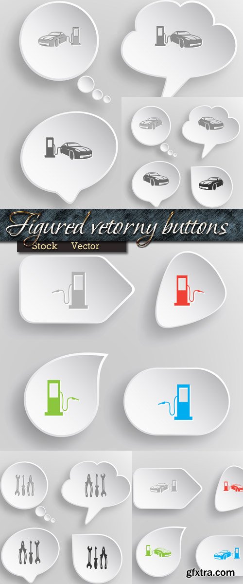 Vetorny buttons - Gas station, tools, a car