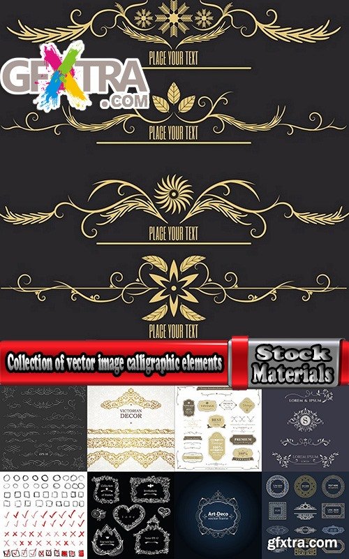 Collection of vector image calligraphic elements vintage design element #10-25 EPS