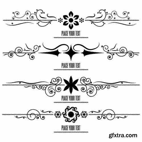 Collection of vector image calligraphic elements vintage design element #10-25 EPS