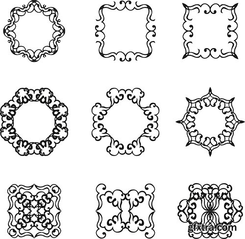 Collection of vector image calligraphic elements vintage design element #10-25 EPS