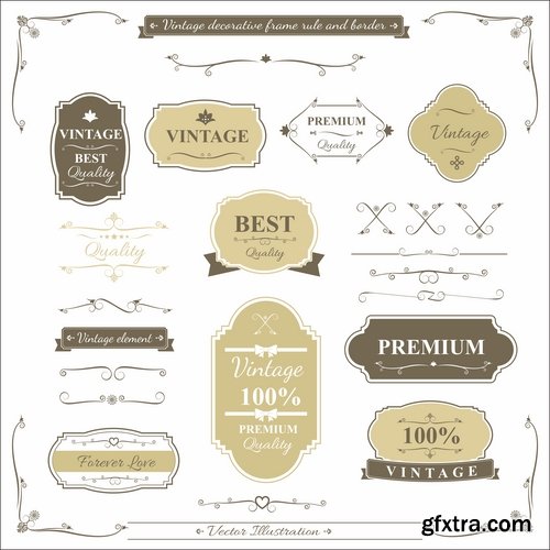 Collection of vector image calligraphic elements vintage design element #10-25 EPS