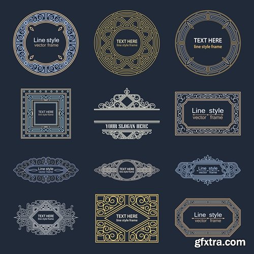 Collection of vector image calligraphic elements vintage design element #10-25 EPS