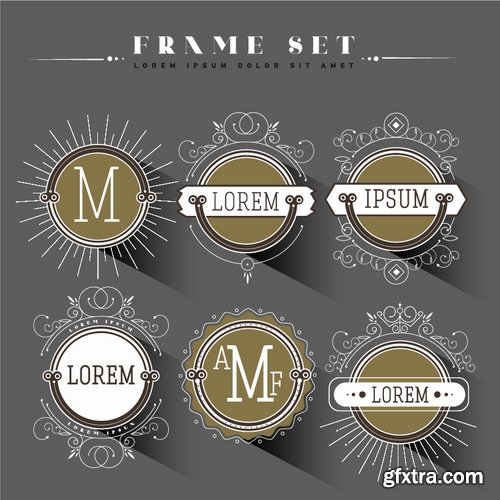 Collection of vector image calligraphic elements vintage design element #10-25 EPS