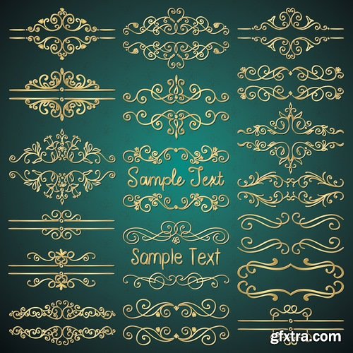 Collection of vector image calligraphic elements vintage design element #10-25 EPS