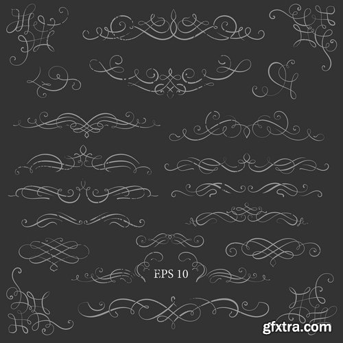 Collection of vector image calligraphic elements vintage design element #10-25 EPS