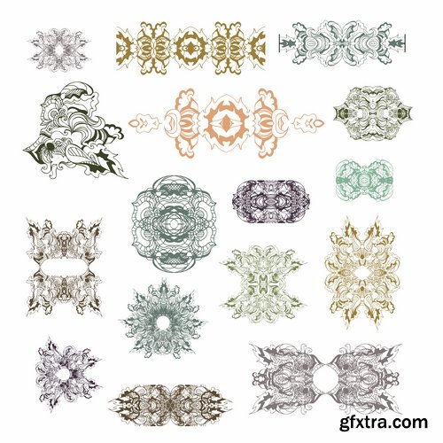 Collection of vector image calligraphic elements vintage design element #10-25 EPS