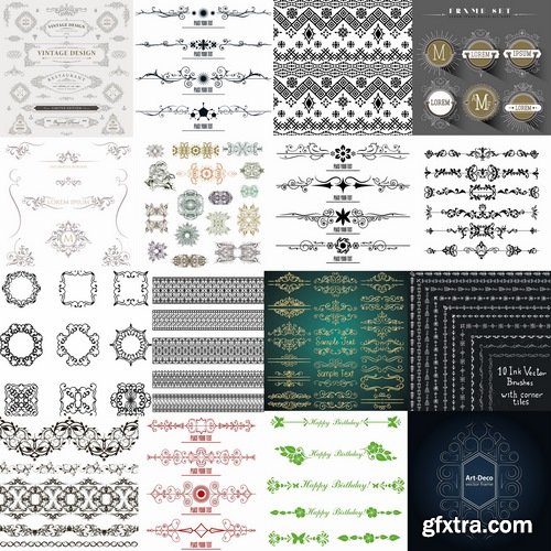 Collection of vector image calligraphic elements vintage design element #10-25 EPS