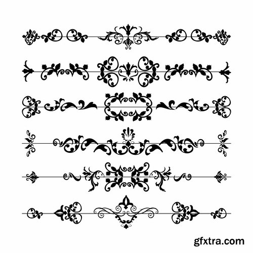 Collection of vector image calligraphic elements vintage design element #10-25 EPS