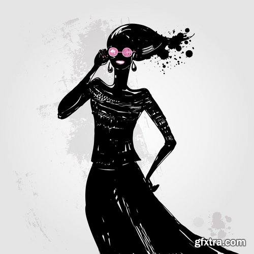 Collection of vector image background is fashion clothing icon stylish girl 25 EPS