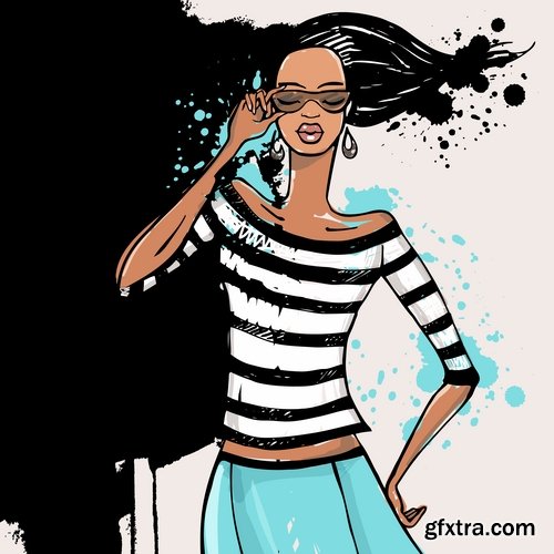 Collection of vector image background is fashion clothing icon stylish girl 25 EPS