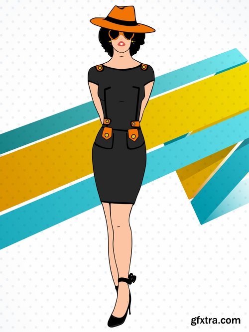 Collection of vector image background is fashion clothing icon stylish girl 25 EPS