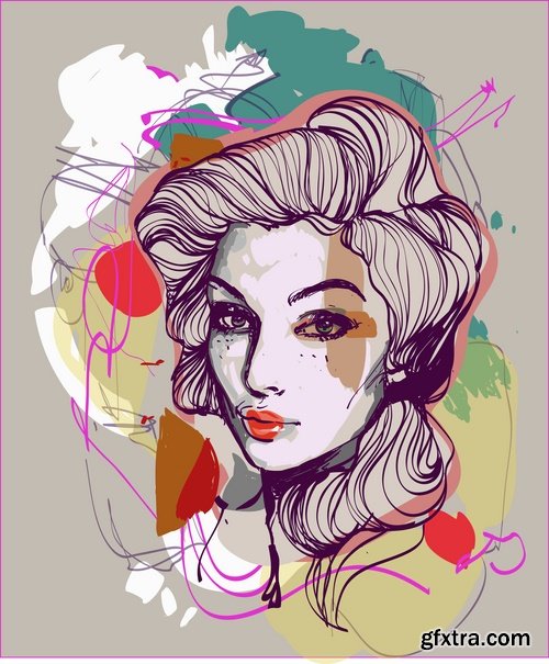 Collection of vector image background is fashion clothing icon stylish girl 25 EPS