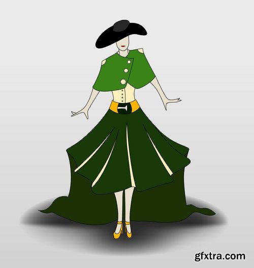 Collection of vector image background is fashion clothing icon stylish girl 25 EPS