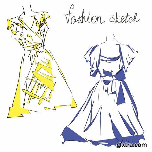 Collection of vector image background is fashion clothing icon stylish girl 25 EPS