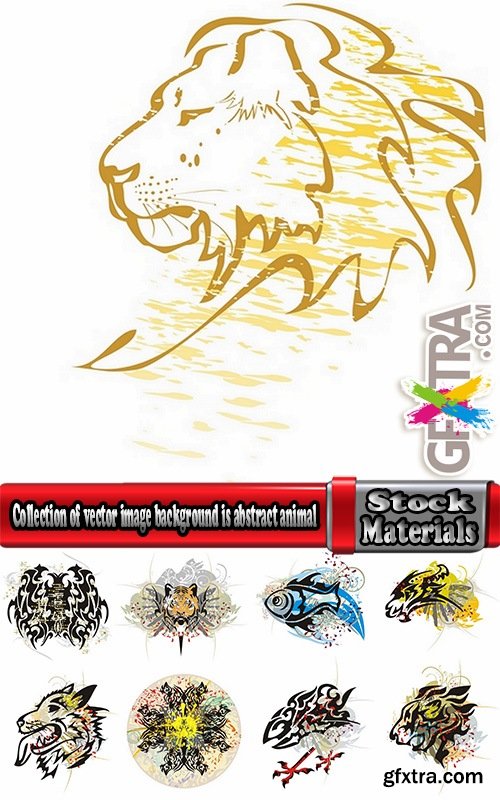 Collection of vector image background is abstract animal horse lion tiger cat 25 EPS