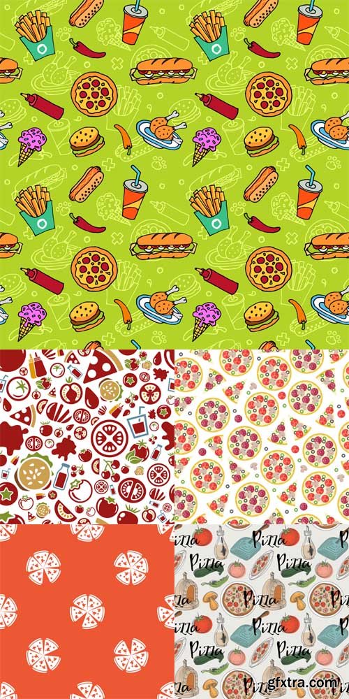 5 Pizza Patterns Vector Set