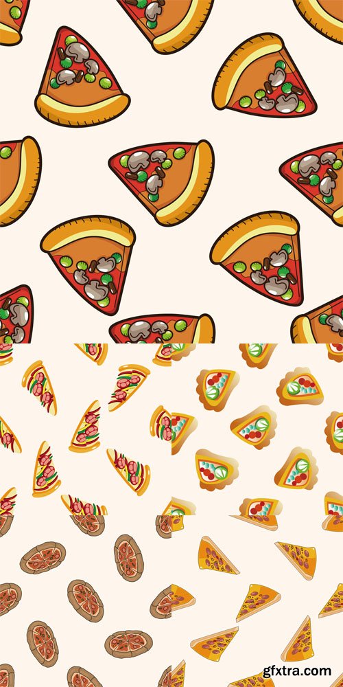 5 Pizza Patterns Vector Set 2