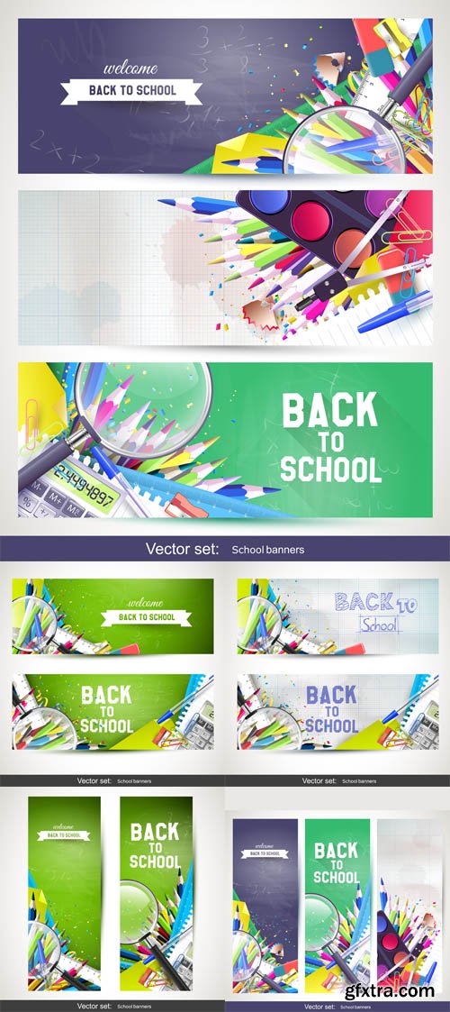 5 School Banners Vector Set