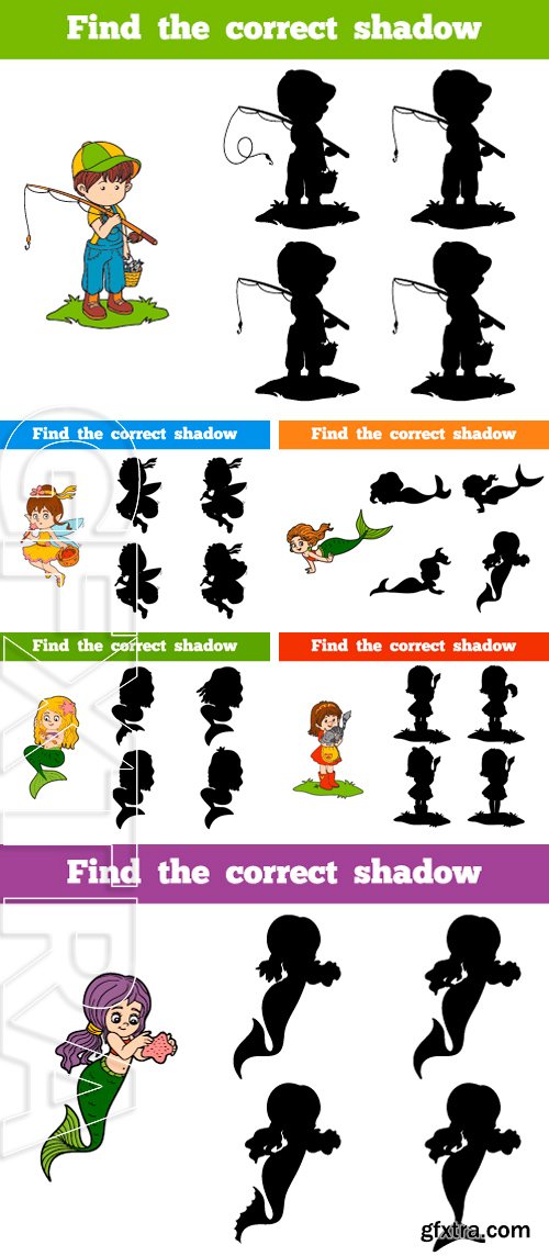 Stock Vectors - Game for children find the correct shadow