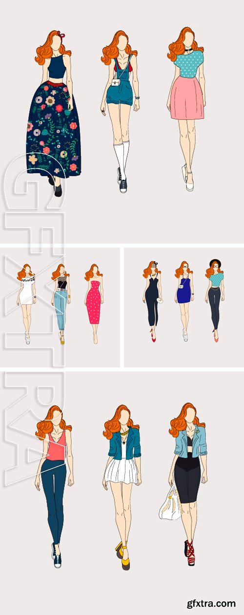 Stock Vectors - Hand drawn fashion models