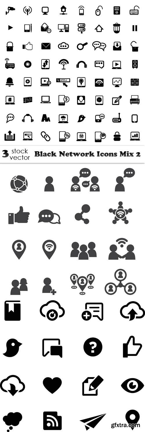 Vectors - Black Network Icons Mix 2