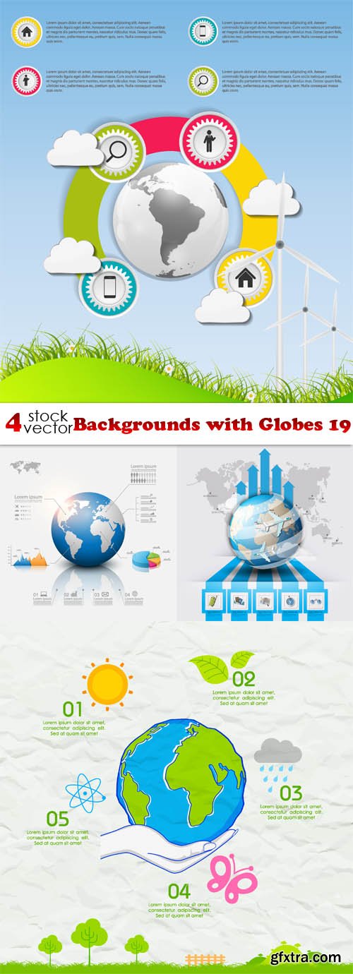 Vectors - Backgrounds with Globes 19