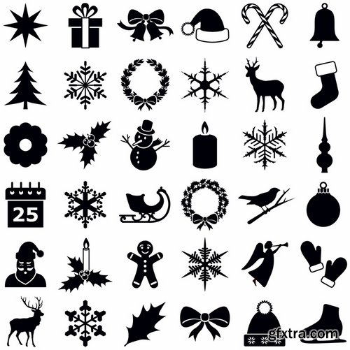 Collection of vector image various flat icons on various subject silhouette # 5-25 Eps