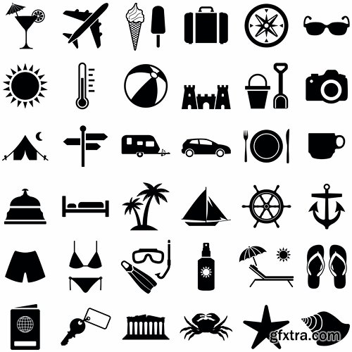 Collection of vector image various flat icons on various subject silhouette # 5-25 Eps