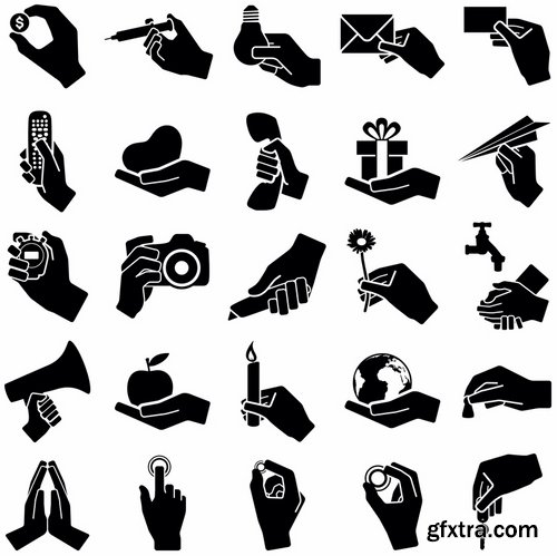 Collection of vector image various flat icons on various subject silhouette # 5-25 Eps