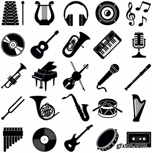 Collection of vector image various flat icons on various subject silhouette # 5-25 Eps