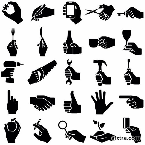 Collection of vector image various flat icons on various subject silhouette # 5-25 Eps