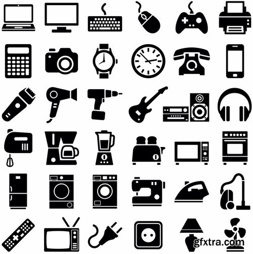 Collection of vector image various flat icons on various subject silhouette # 5-25 Eps