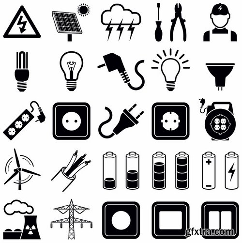 Collection of vector image various flat icons on various subject silhouette # 5-25 Eps