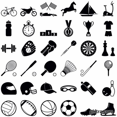 Collection of vector image various flat icons on various subject silhouette # 5-25 Eps